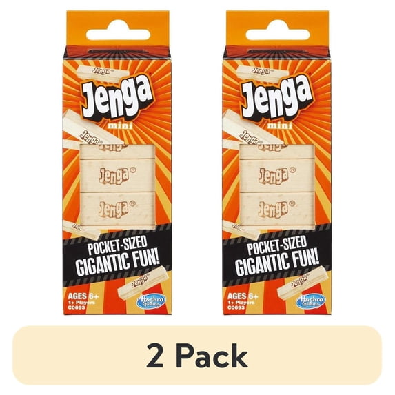 (2 pack) Jenga Mini Pocket Sized Block Stacking Board Game for Family, by Hasbro