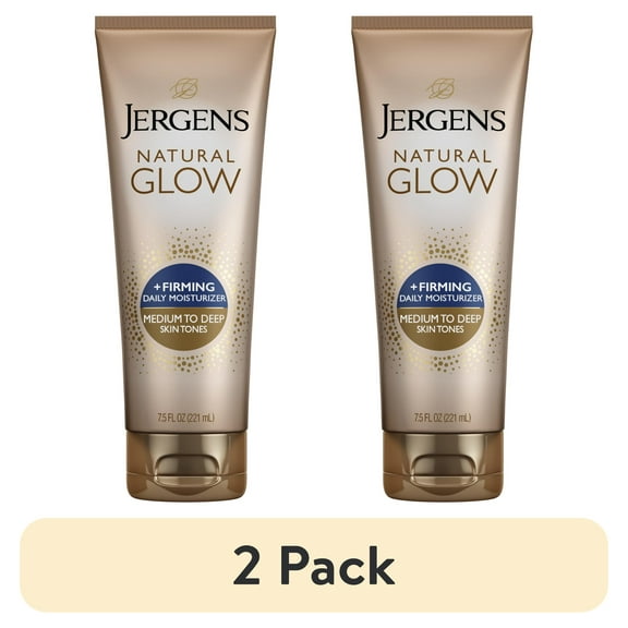 (2 pack) Jergens Natural Glow Firming Daily Moisturizer Medium to Tan Sunless Self Tanner Lotion, 7.5 oz
