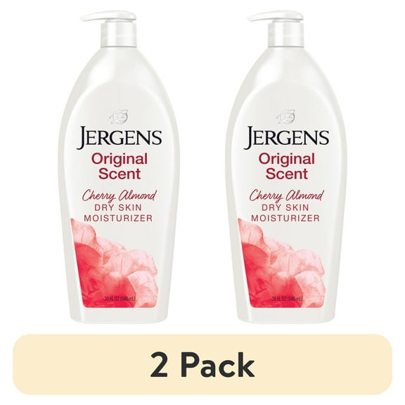(2 pack) Jergens Original Scent with Cherry Almond Body Lotion Moisturizer for Dry Skin, 32 oz