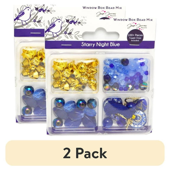 (2 pack) Jesse James Beads Window Box - Starry Night Blue, 100 Colorful Pieces for Teens & Adults