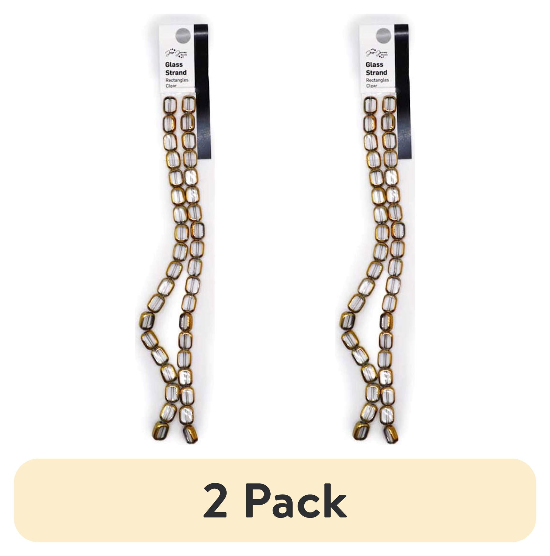 (2 pack) Jesse James Glass Strand Beads - Clear Rectangles for Ages 16 and Up, Unisex - 1 Piece