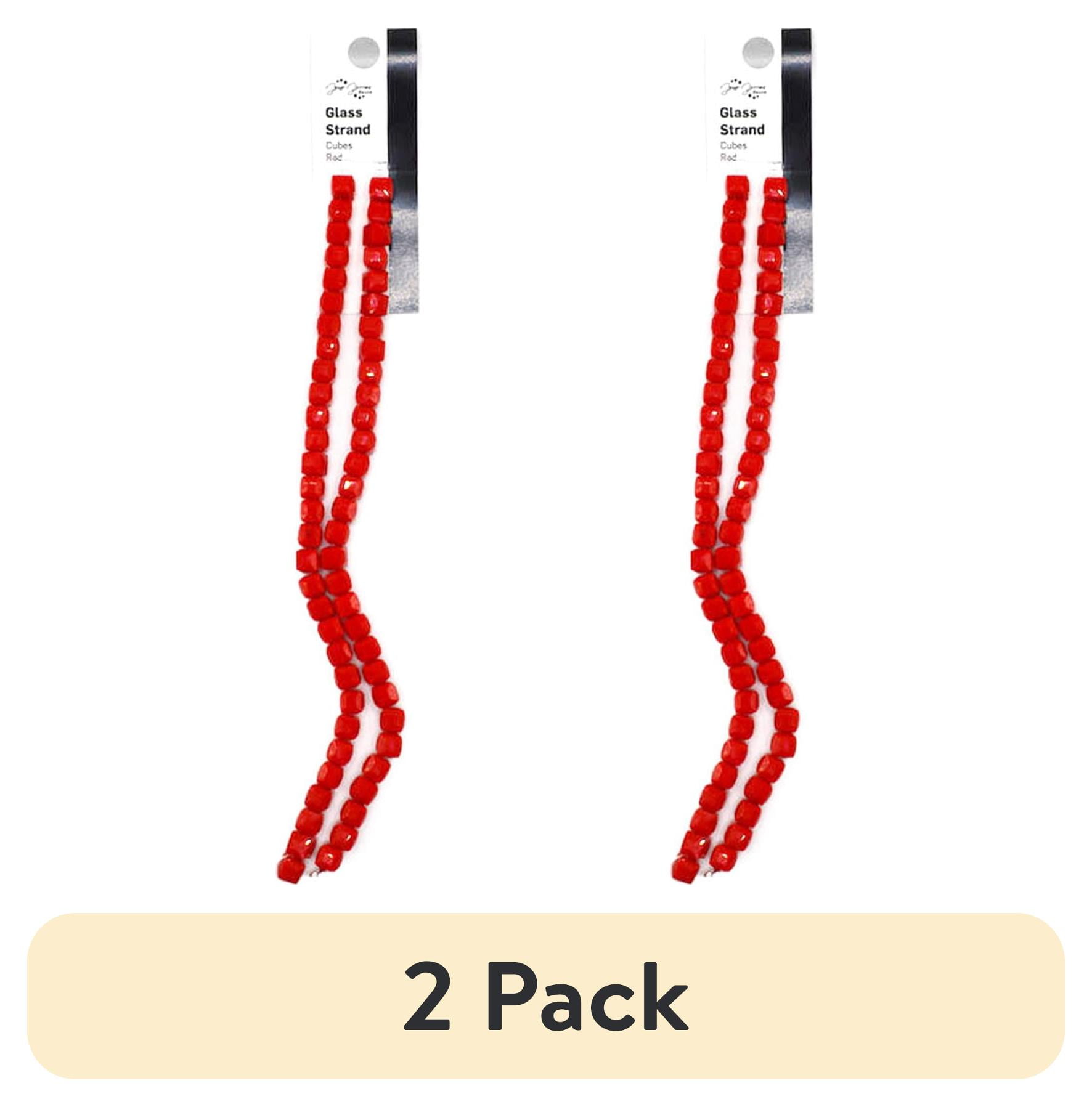(2 pack) Jesse James Glass Strand Beads, Cube Shape, Red Color, Unisex, Suitable for Ages 16 and Up, 1 Piece