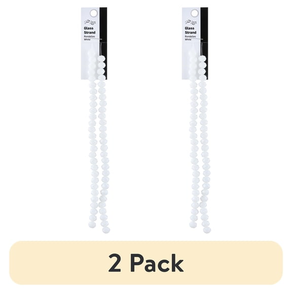 (2 pack) Jesse James Glass Strand Rondelle Beads – White, 1 Piece, Multi-Purpose for Teens and Adults