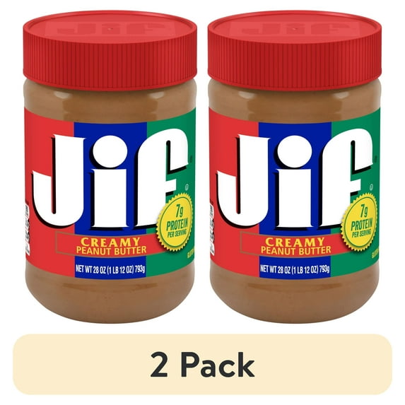(2 pack) Jif Creamy Peanut Butter, 28-oz Jar