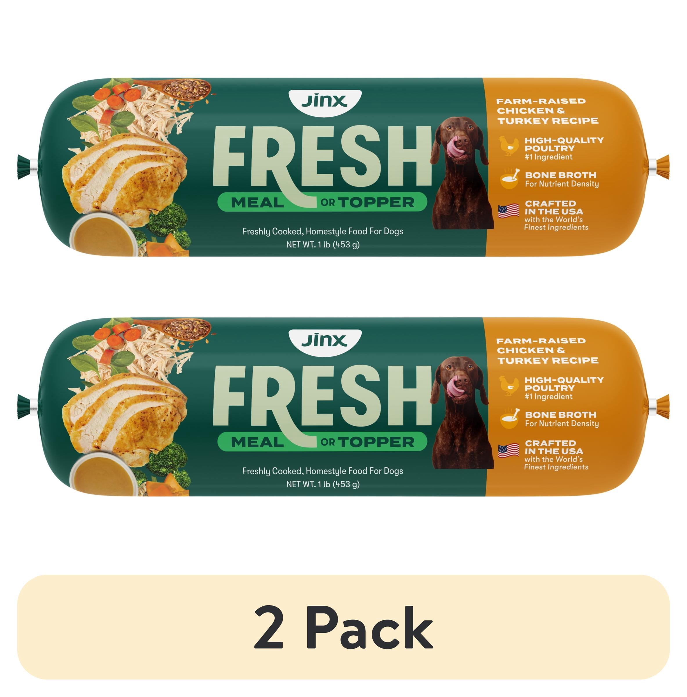 (2 pack) Jinx Fresh Farm-Raised Chicken & Turkey Dog Food Meal or Topper, 1 lb Roll