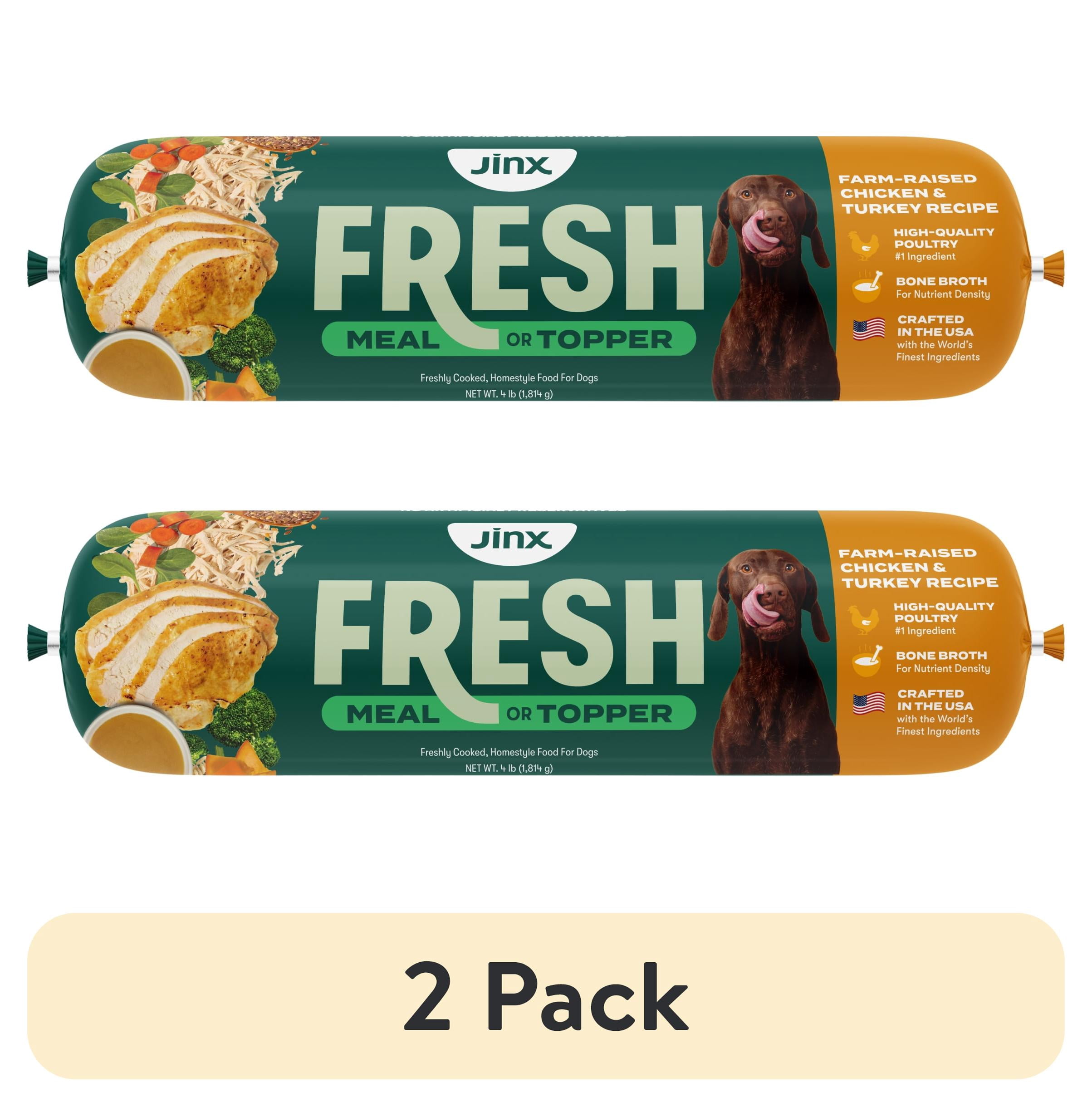 (2 pack) Jinx Fresh Farm-Raised Chicken & Turkey Dog Food Meal or Topper, 4 lb Roll