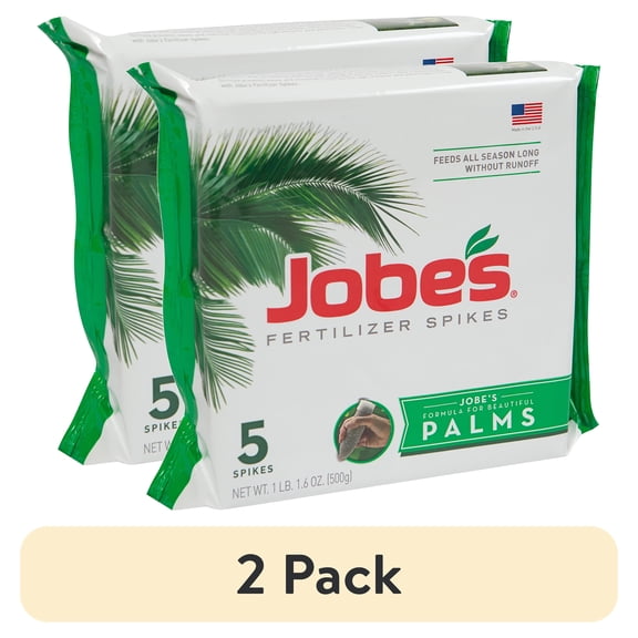 (2 pack) Jobe's Slow Release Palm Tree and Plant Fertilizer Spikes, 5 Count