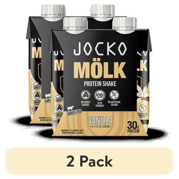 (2 pack) Jocko Fuel Protein Shake, Vanilla, 11oz, 4 Count, 30g Protein