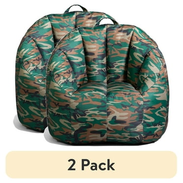 (2 pack) Big Joe Joey Bean Bag Chair, Smartmax, Kids/Teens, 2.5 Feet, Green Woodland Camo