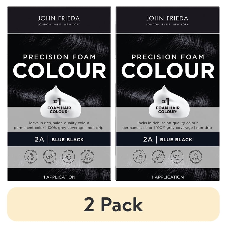 2 pack) John Frieda Black Permanent Precision Foam Hair Color Kit