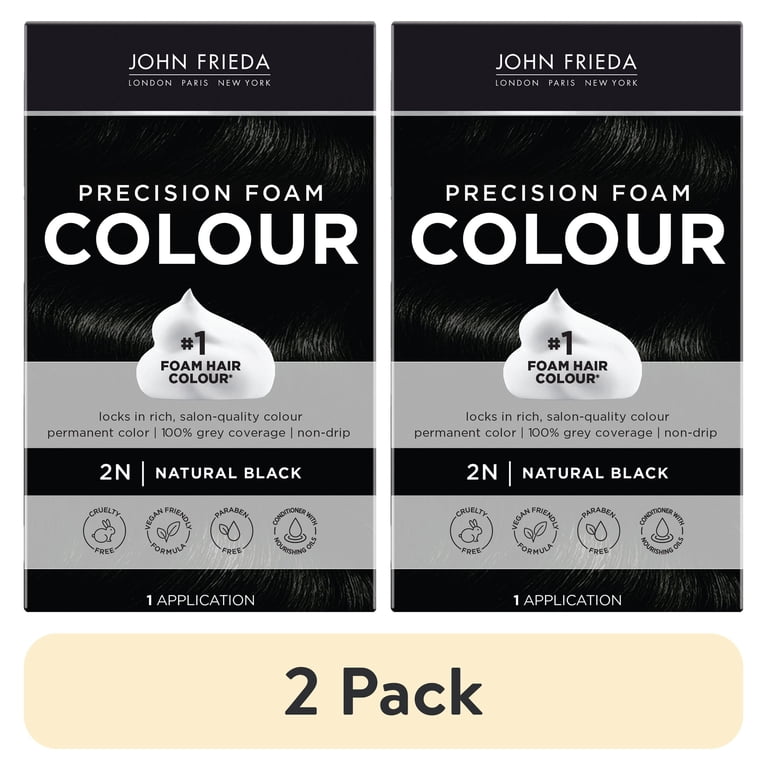 2 pack) John Frieda Black Permanent Precision Hair Dye Color Foam