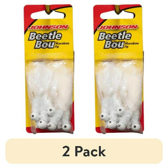 (2 pack) Johnson Beetle Bou Fishing Lure, White, 2.5 in