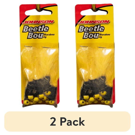 (2 pack) Johnson Beetle Bou Fishing Lure, Yellow/Black/Yellow, 2 in