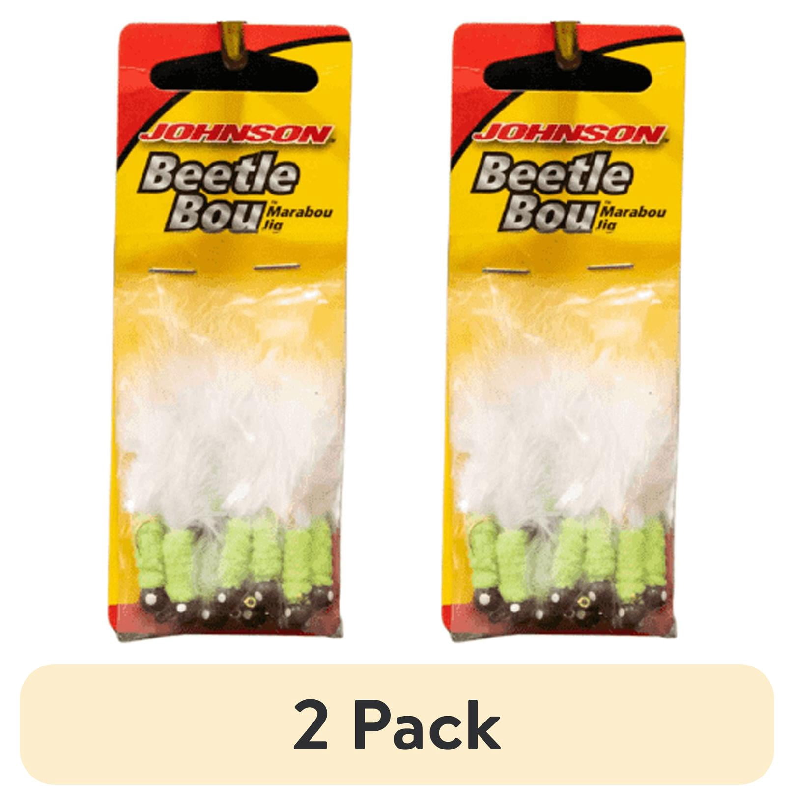 (2 pack) Johnson Beetle Bou Fishing Lure, Red/Chartreuse/White, 2 in