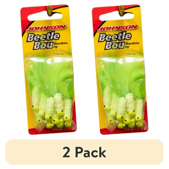 (2 pack) Johnson Beetle Bou Fishing Lure, Chartreuse, 2 in