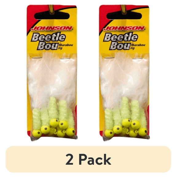 (2 pack) Johnson Beetle Bou Fishing Lure, Chartreuse/Chartreuse/White, 2.5 in