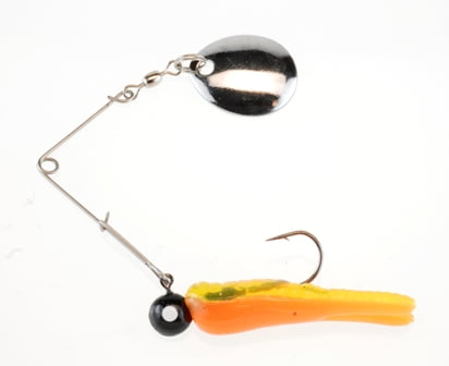(2 pack) Johnson Original Beetle Spin Fishing Lure, Black/Chartreuse/Orange, 2 in