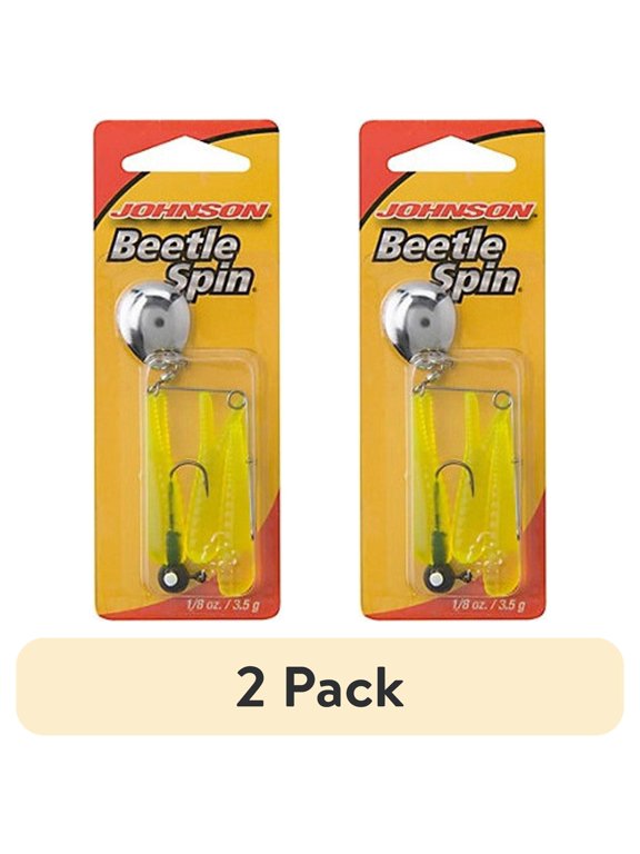 (2 pack) Johnson Original Beetle Spin Fishing Lure, Fluorescent Chartreuse, 2 in