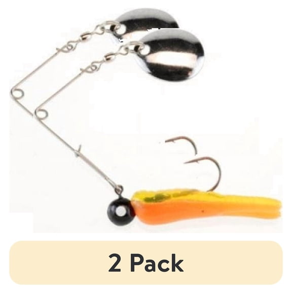 (2 pack) Johnson Original Beetle Spin Fishing Lure, Black/Chartreuse/Orange, 1 in