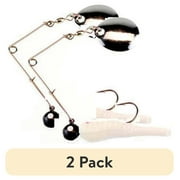 2 pack Johnson Original Beetle Spin Fishing Lure, White Red Dot, 1.5 in