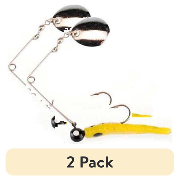 (2 pack) Johnson Original Beetle Spin Fishing Lure, Yellow/Black Spots, 1 in