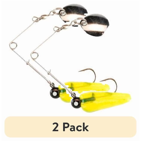 (2 pack) Johnson Original Beetle Spin Fishing Lure, Fluorescent Chartreuse, 1.1 in