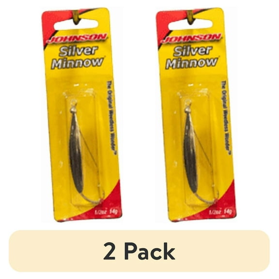(2 pack) Johnson Silver Minnow Fishing Lure, Gold, 2.5 in