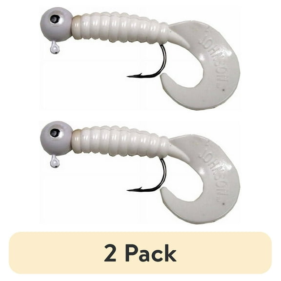 (2 pack) Johnson Swimming Grub Fishing Lure, White, 3 in, 1/4 oz