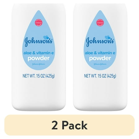 (2 pack) Johnson's Cornstarch Unisex Powder for Baby and Toddler with Aloe & Vitamin E, 15 oz