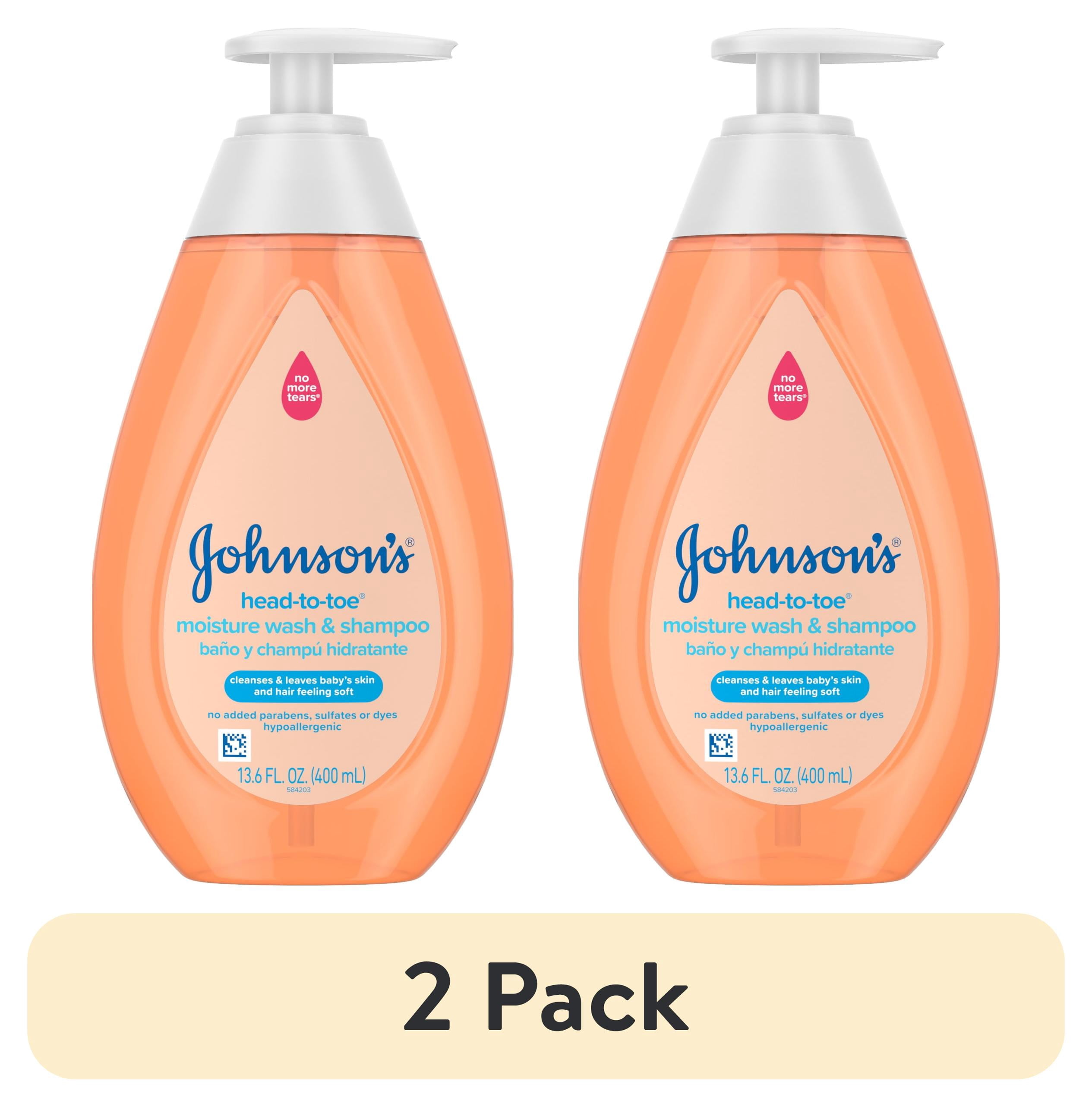 (2 pack) Johnson's Head-to-Toe Gentle Baby Moisture Wash & Shampoo, 13.6 fl. oz