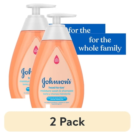 (2 pack) Johnson's Baby Head-To-Toe Gentle Baby Moisture Wash & Shampoo, 13.6 fl. oz