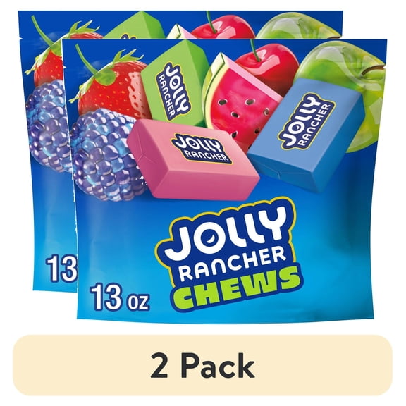 (2 pack) Jolly Rancher Chews Assorted Fruit Flavored Candy, Bag 13 oz