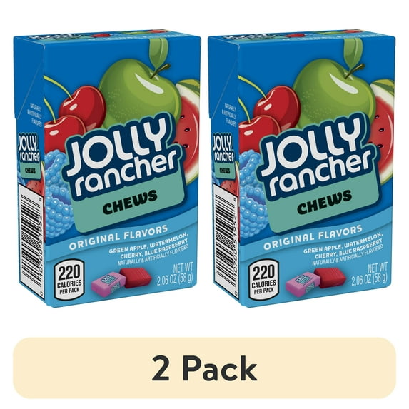 (2 pack) Jolly Rancher Chews Assorted Fruit Flavored Candy, Box 2.06 oz