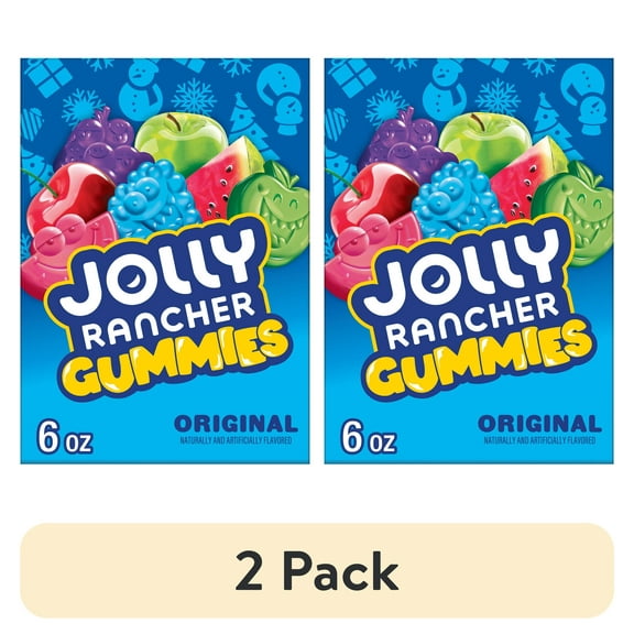 (2 pack) Jolly Rancher Gummies Original Fruit Flavored Christmas Holiday Candy Stocking Stuffers, Gift Box 6 oz