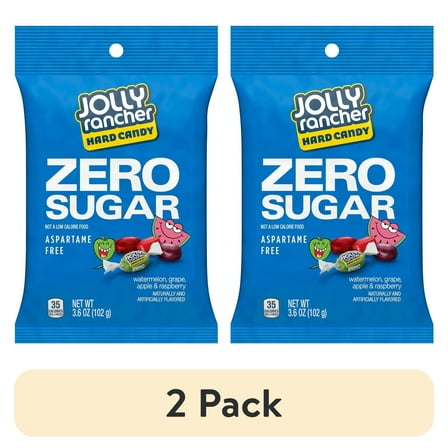 (2 pack) Jolly Rancher Zero Sugar Assorted Fruit Flavored Hard Candy, Bag 3.6 oz