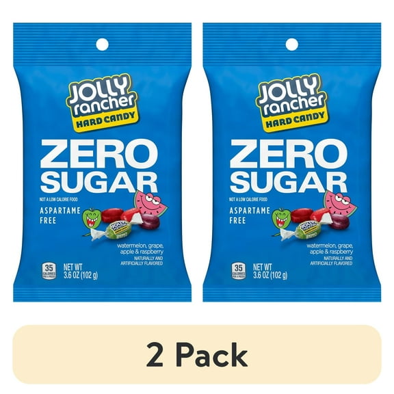 (2 pack) Jolly Rancher Zero Sugar Assorted Fruit Flavored Hard Candy, Bag 3.6 oz
