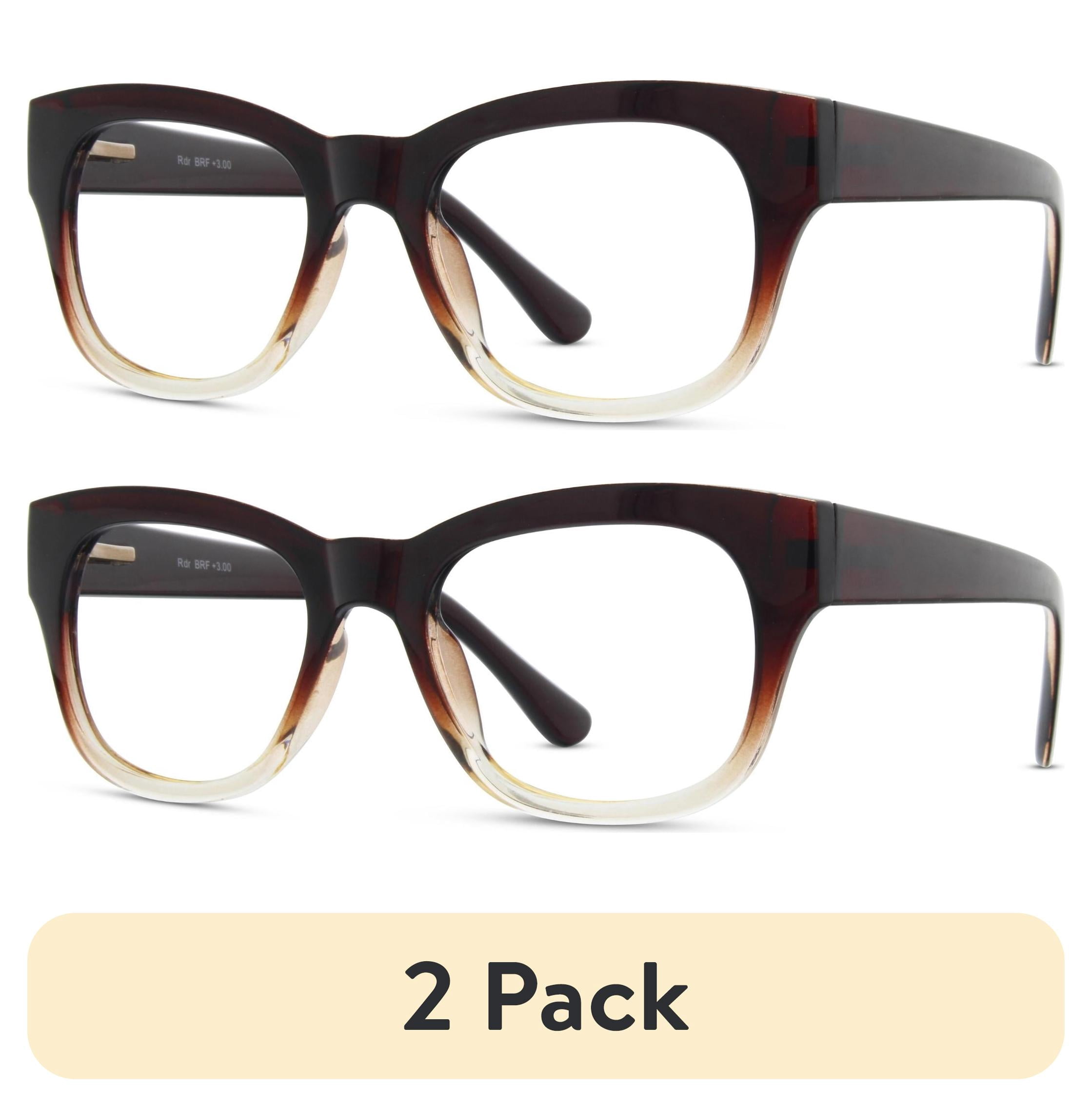 (2 pack) Jonas Paul Eyewear Blue Light Glasses, Brown / Crystal Fade, Magnifying Acrylic Lens, Unisex