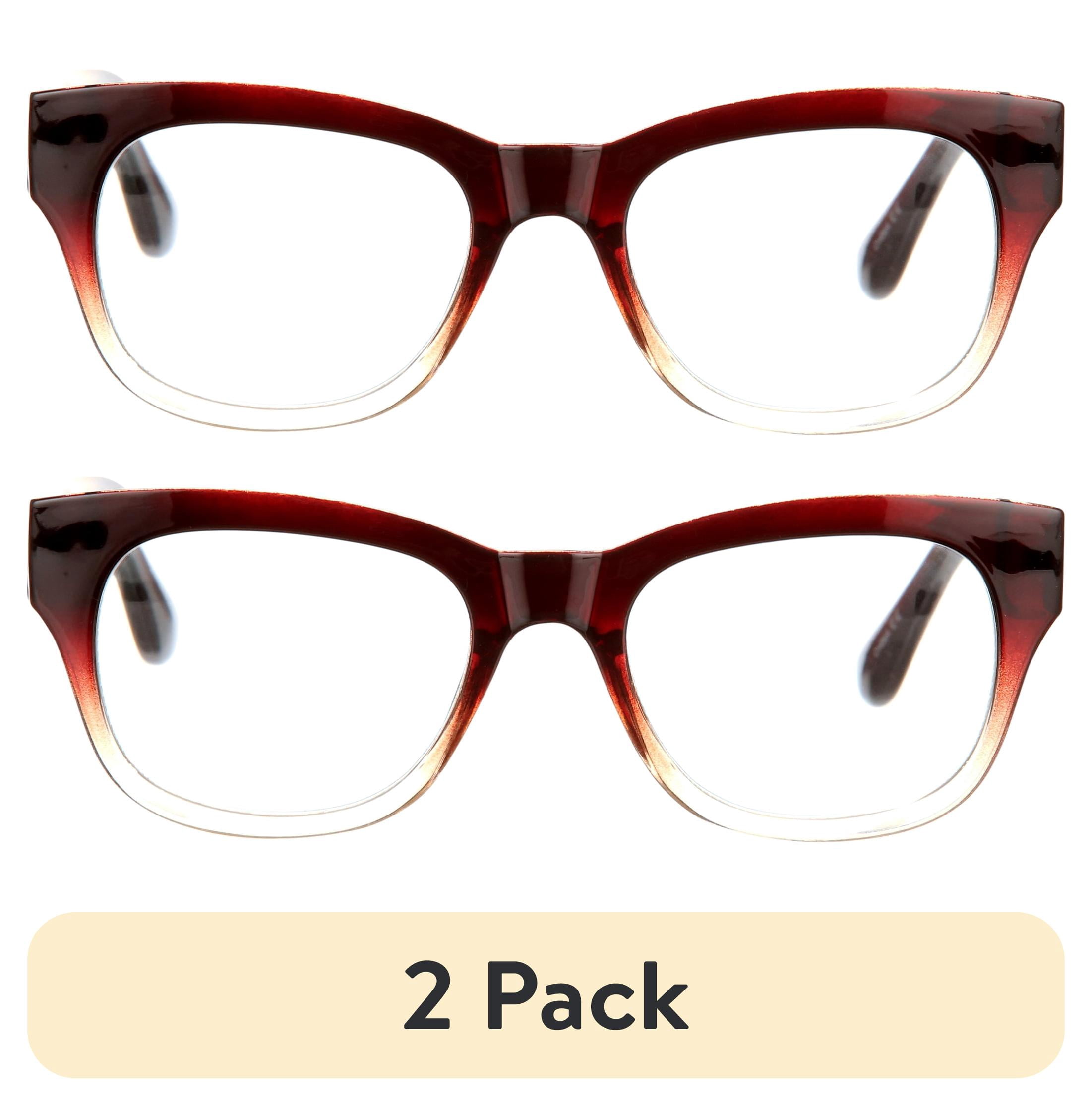 (2 pack) Jonas Paul Eyewear Blue Light Glasses, Brown / Crystal Fade, Magnifying Acrylic Lens, Unisex
