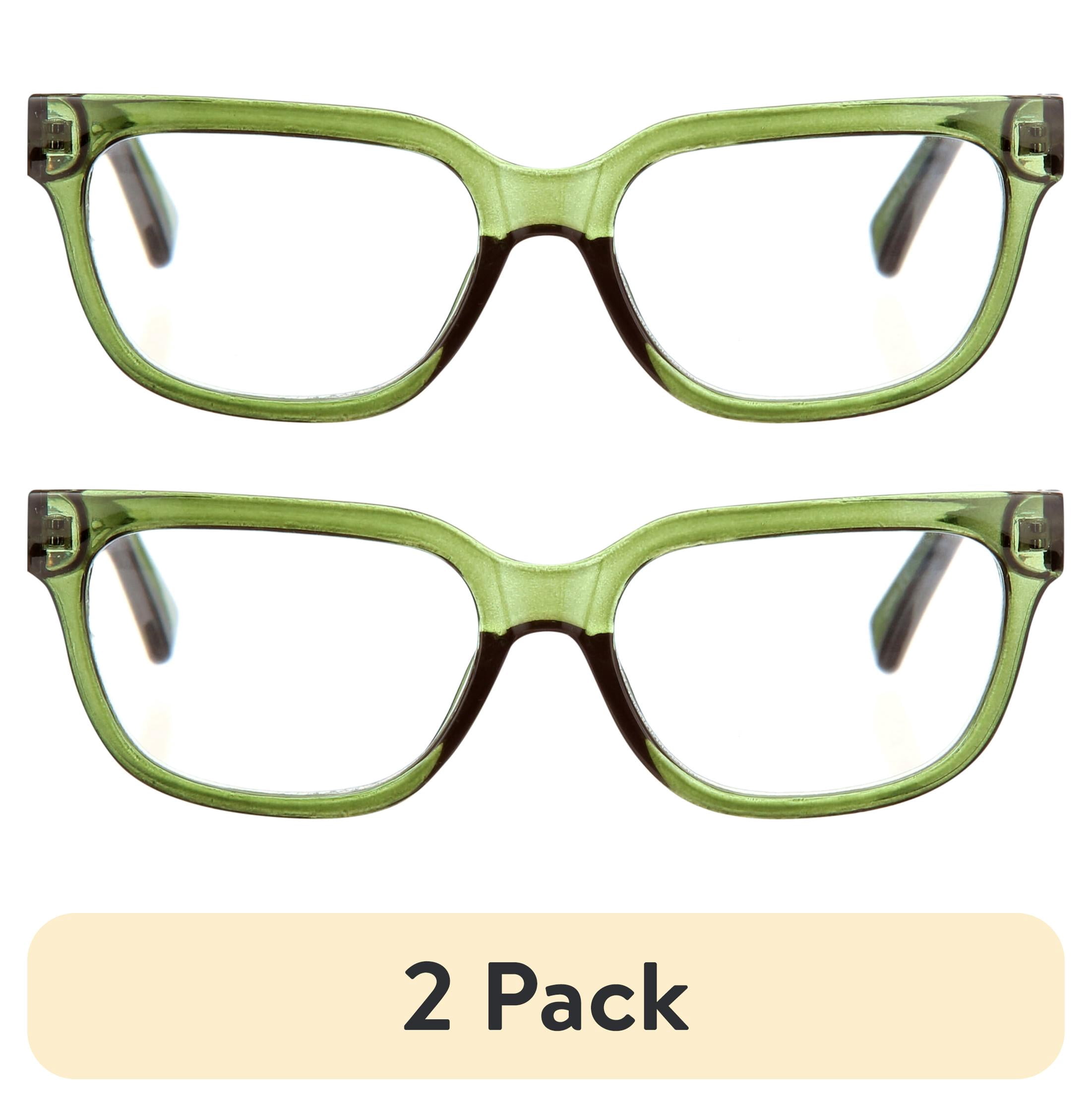 (2 pack) Jonas Paul Eyewear Blue Light Glasses Green Crystal, Magnifying Acrylic Lens, Unisex