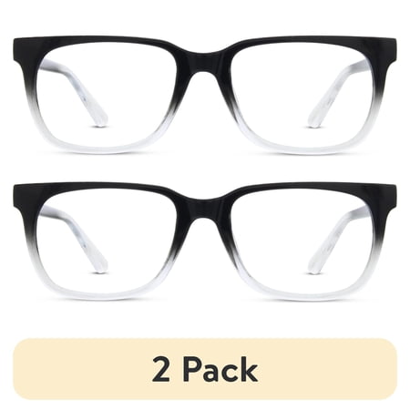 (2 pack) Jonas Paul Eyewear Unisex Full Rim Blue Light Reading Glasses, Black/Crystal Fade