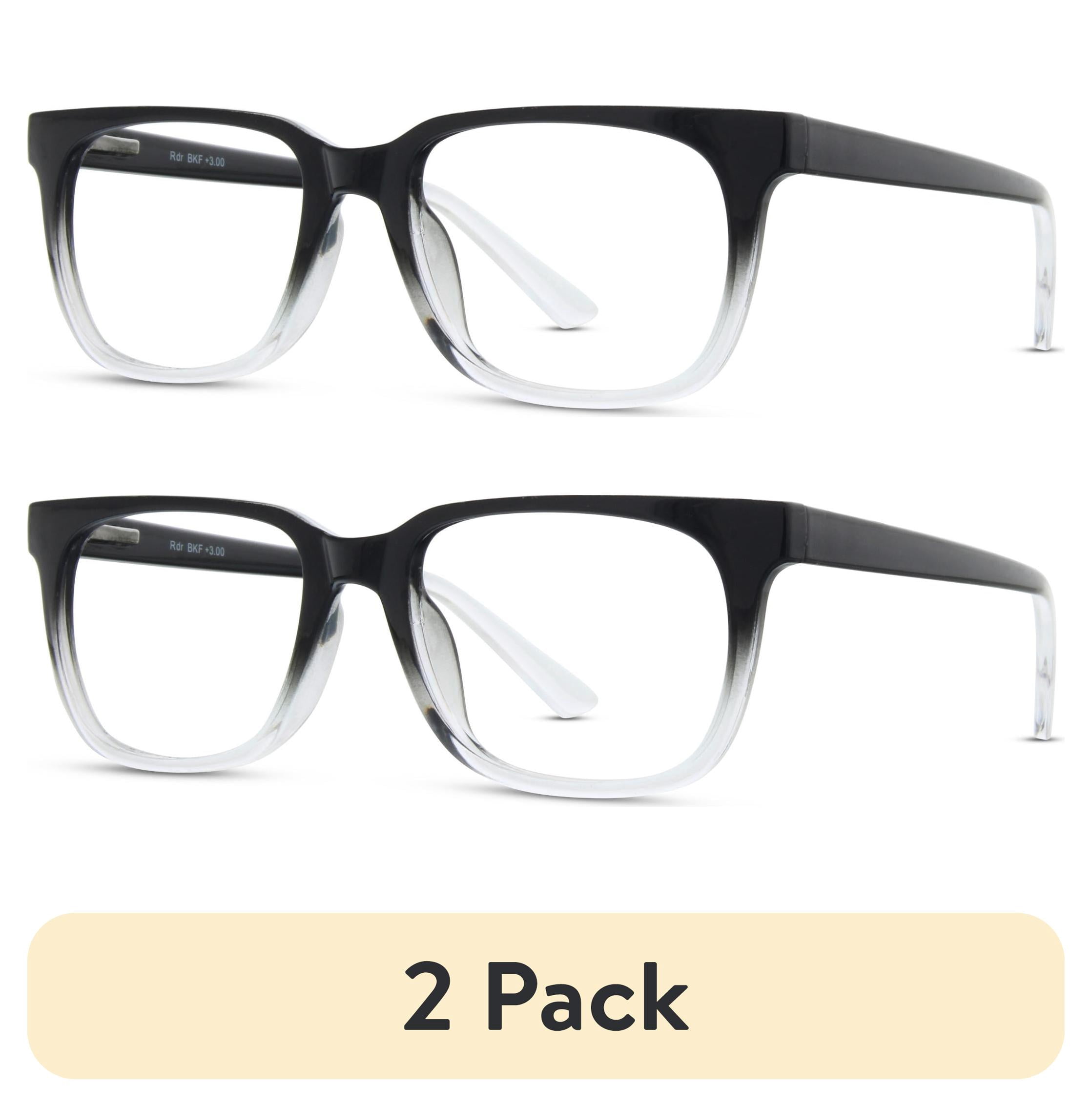 (2 pack) Jonas Paul Eyewear Unisex Full Rim Blue Light Reading Glasses, Black/Crystal Fade
