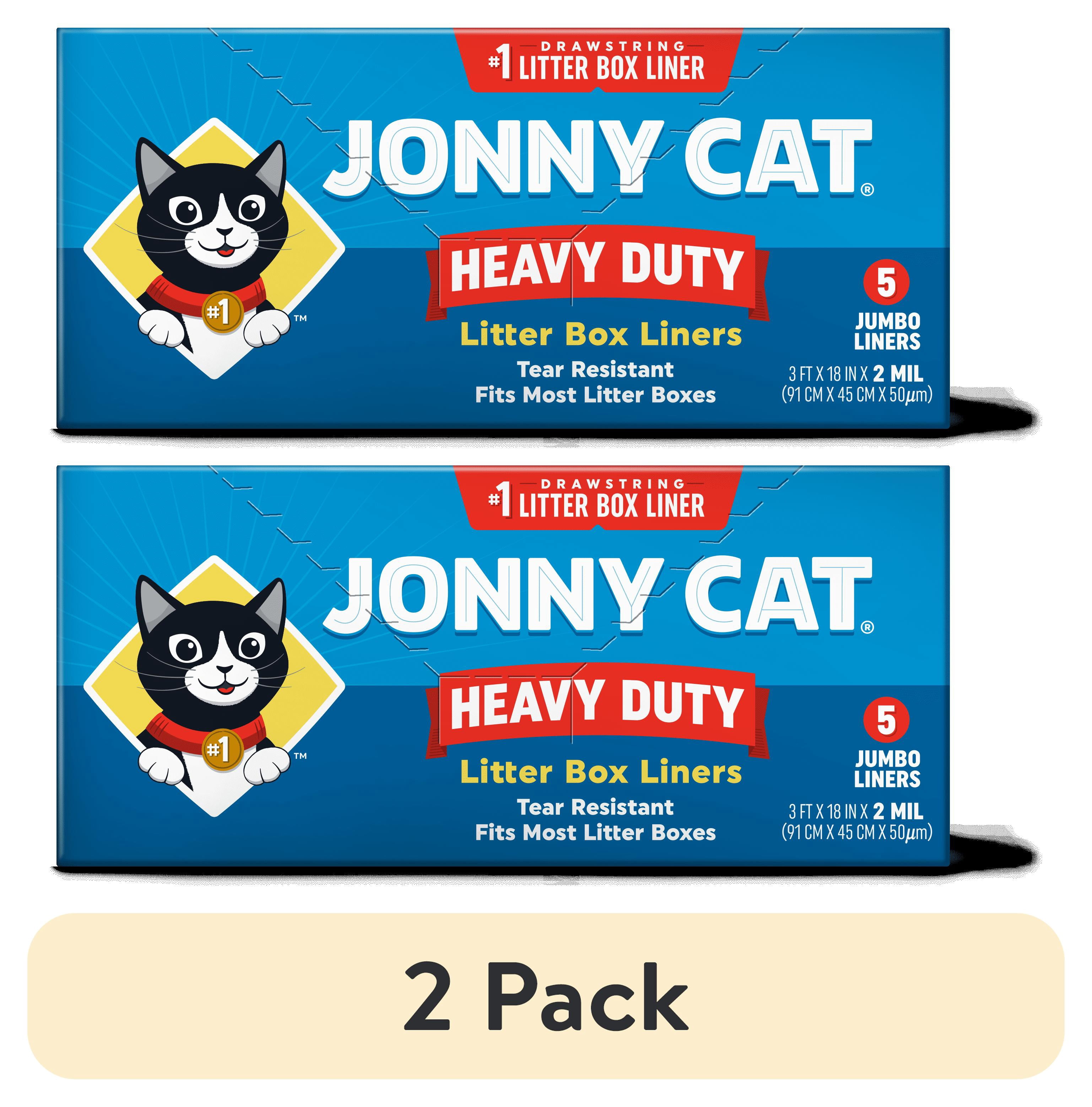(2 pack) Jonny Cat Heavy Duty Jumbo w/Drawstring Litter Box Liners, 5 ct