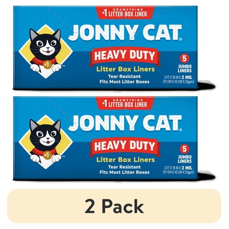 (2 pack) Jonny Cat Heavy Duty Jumbo w/Drawstring Litter Box Liners, 5 ct