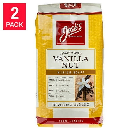 2 pack Jose's Vanilla Nut Whole Bean Coffee, 3 lb Each Pack