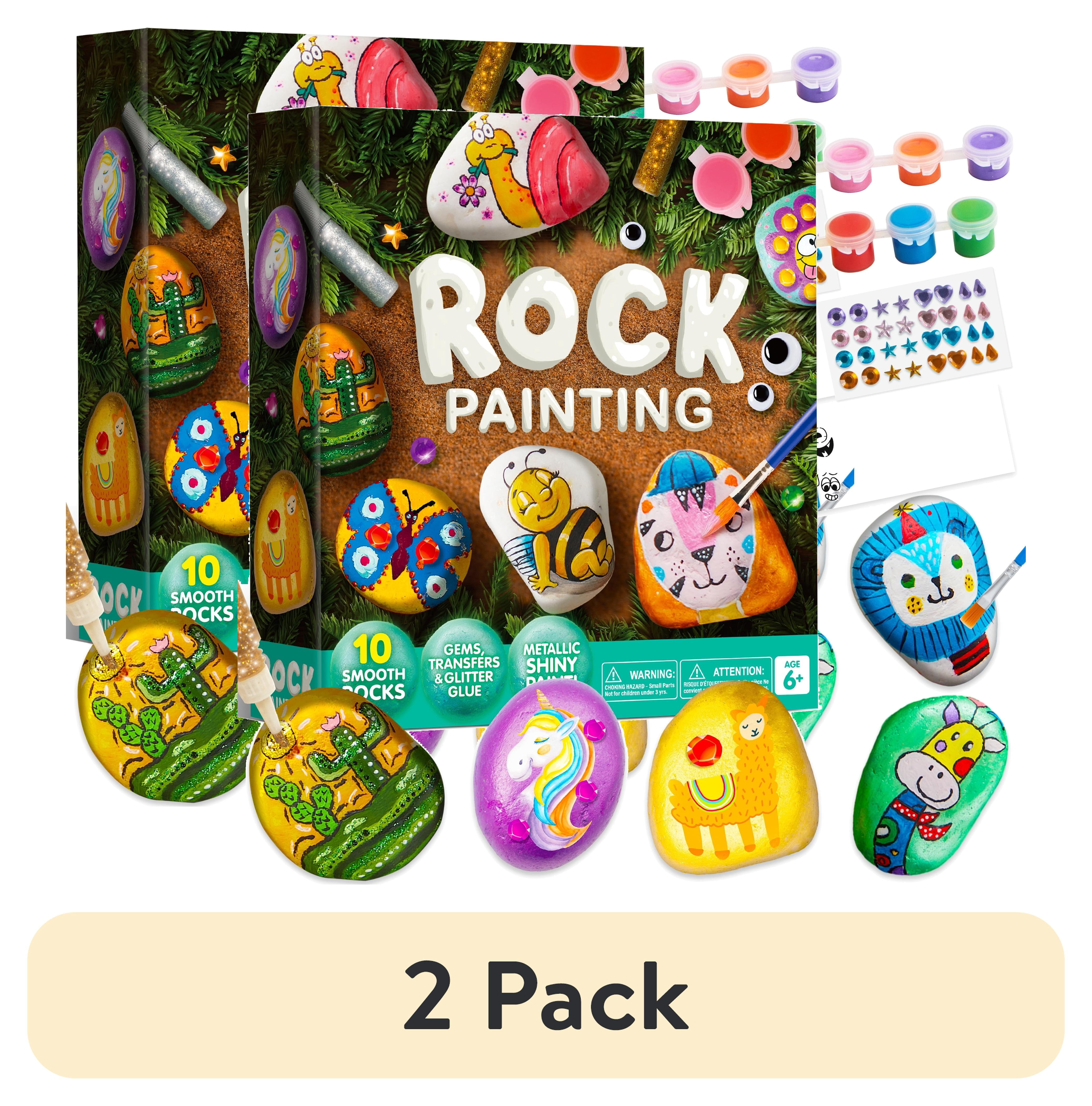 (2 pack) Joyfy 10 Pcs Rock Painting Kit for Kids Ages 6-8-12,Home Creativity Arts And Crafts Kit for Family Indoor Activity,Christmas Birthday Gift for Boy Girl