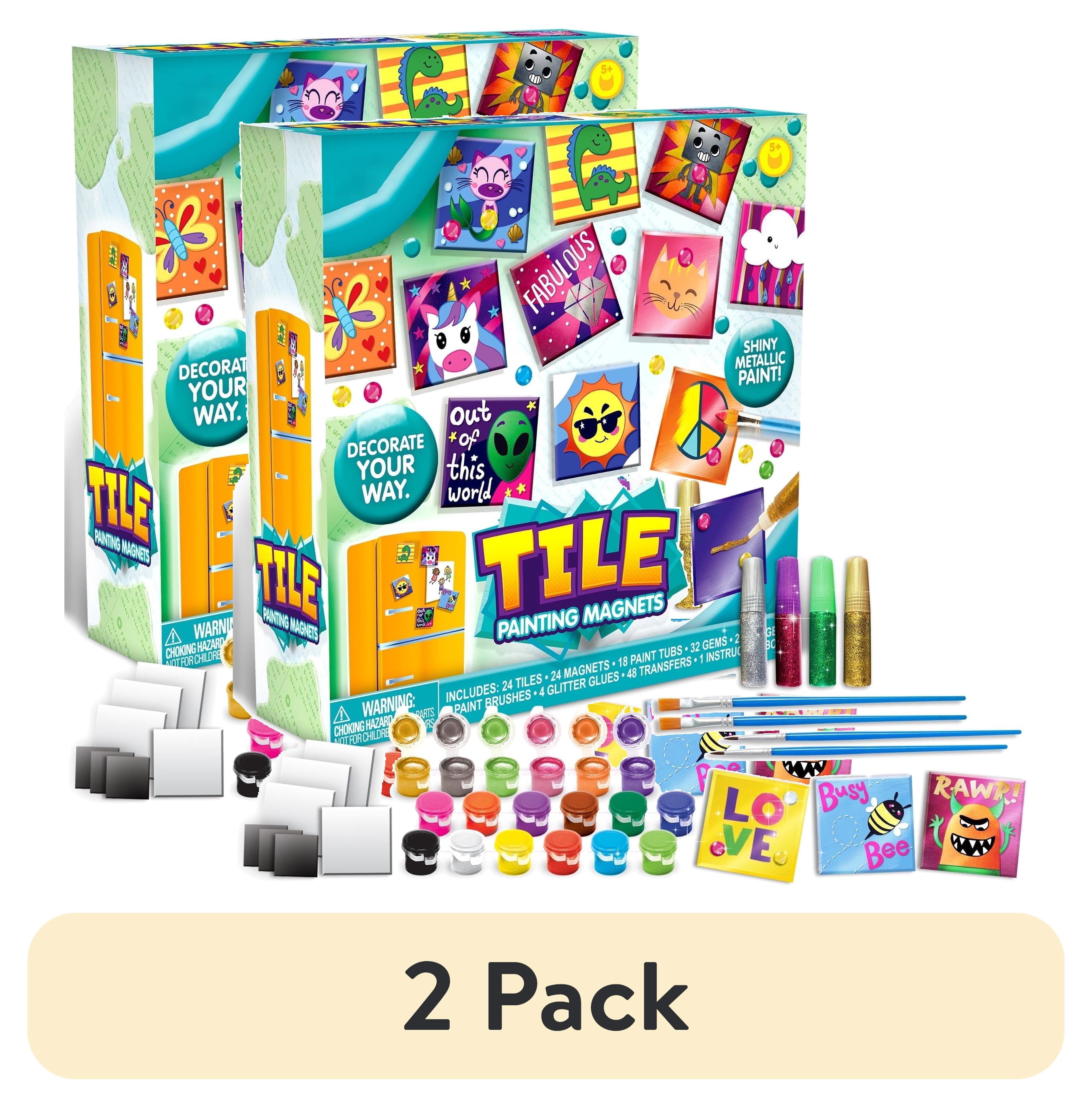 (2 pack) Joyfy 24 Magnetic Mini Tiles Art Kit, DIY Supplies for Party Favors, Family Activity, Birthday Present, Arts and Crafts for Kids Ages 3-12