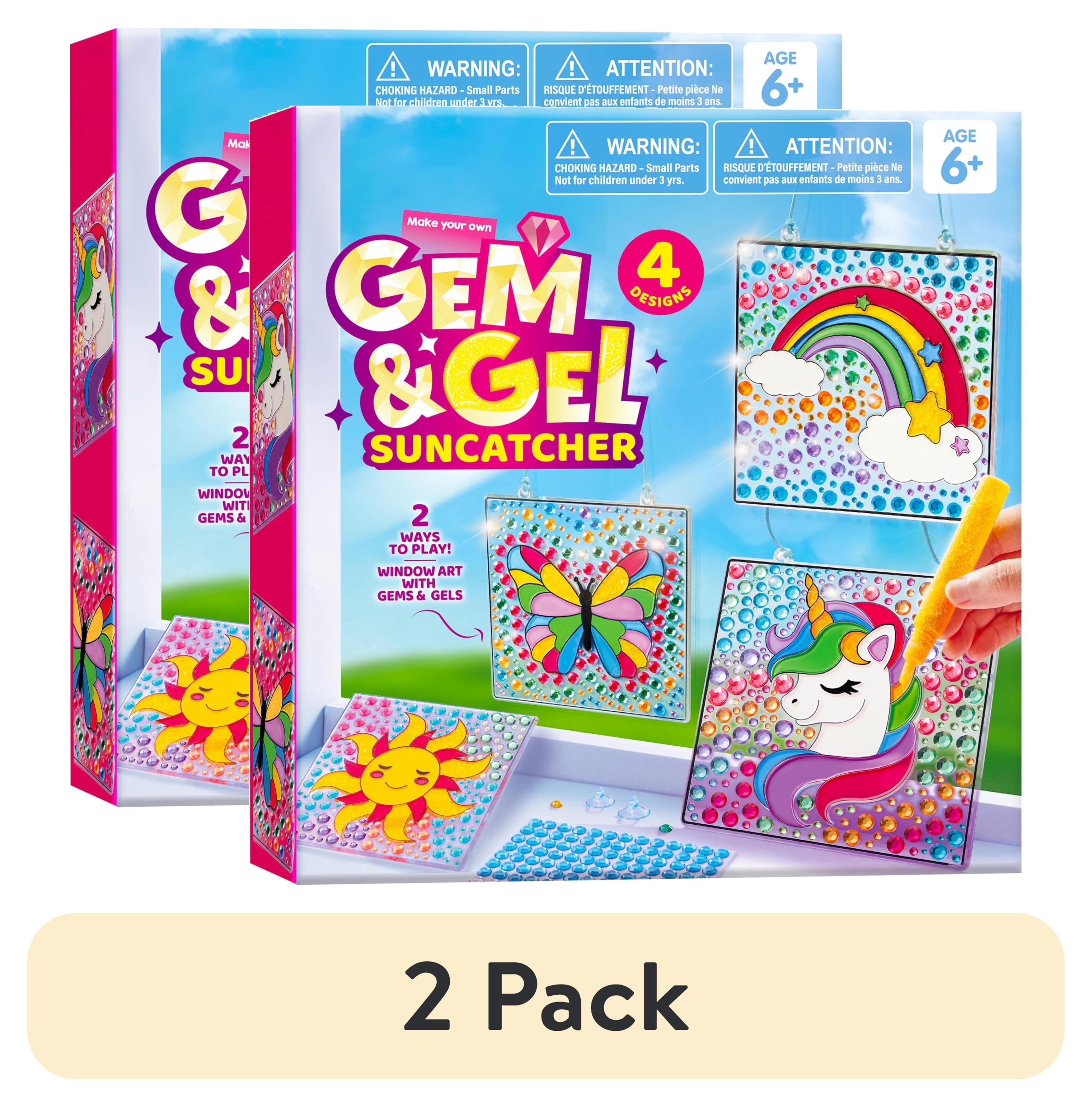 (2 pack) Joyfy 4-Piece Suncatcher Art & Craft Kit,Creative Window Art Gem Painting for Kids , Christmas Birthday Gift for Girls 6-12