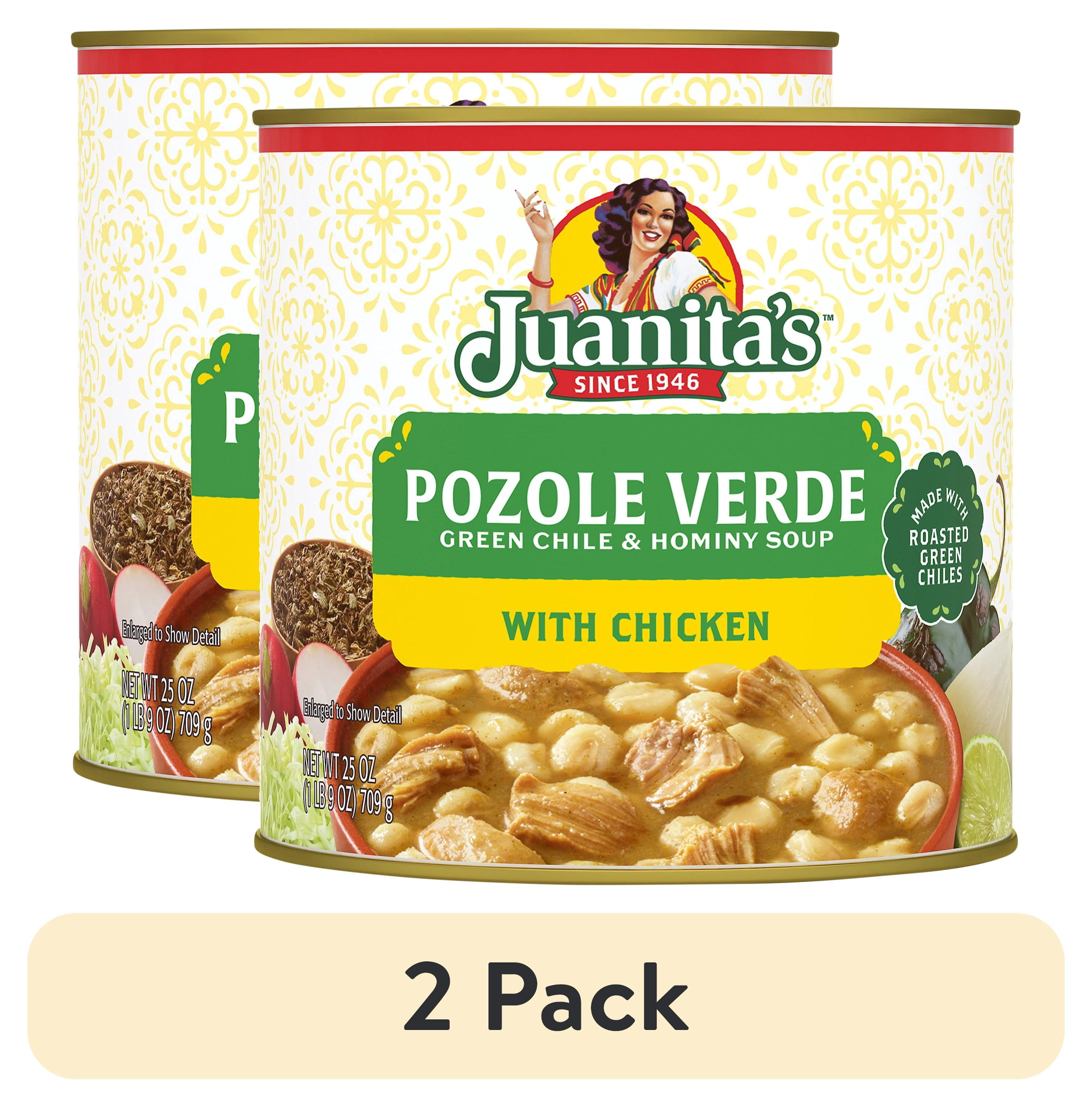 (2 pack) Juanita’s Foods Ready to Serve Chicken Pozole with Green Chile Soup, 25 oz Can