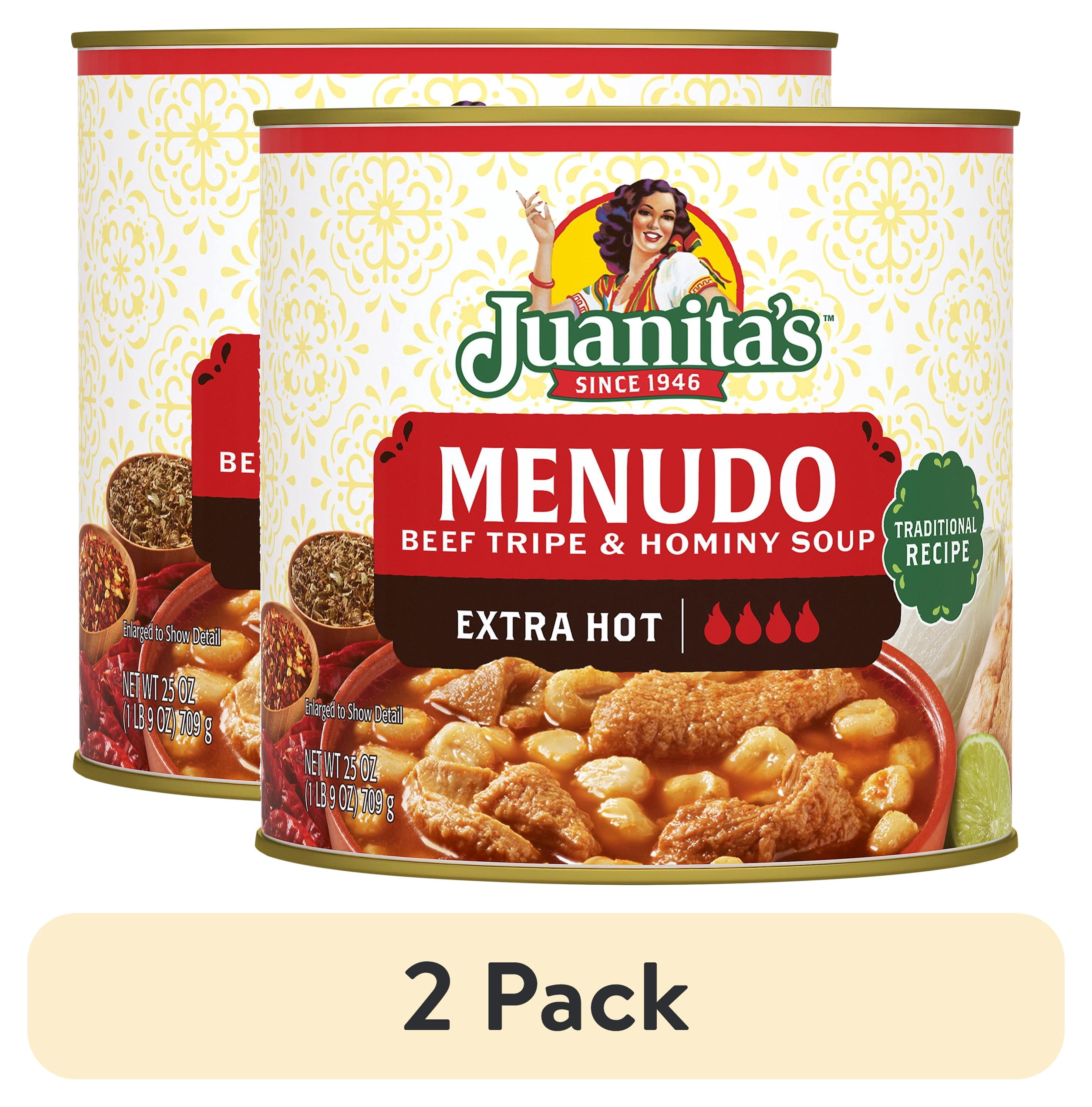 (2 pack) Juanita’s Foods Ready to Serve Extra Hot Menudo Soup, 25 oz Can