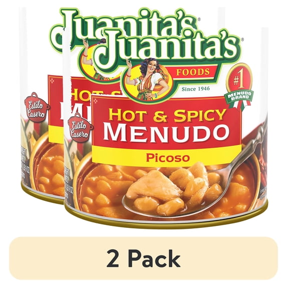 (2 pack) Juanita’s Foods Ready to Serve Hot & Spicy Menudo Soup, 25 oz Can
